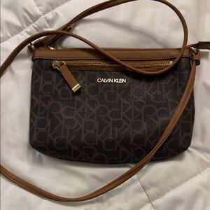 Calvin Klein Brown Monogram Crossbody Bag